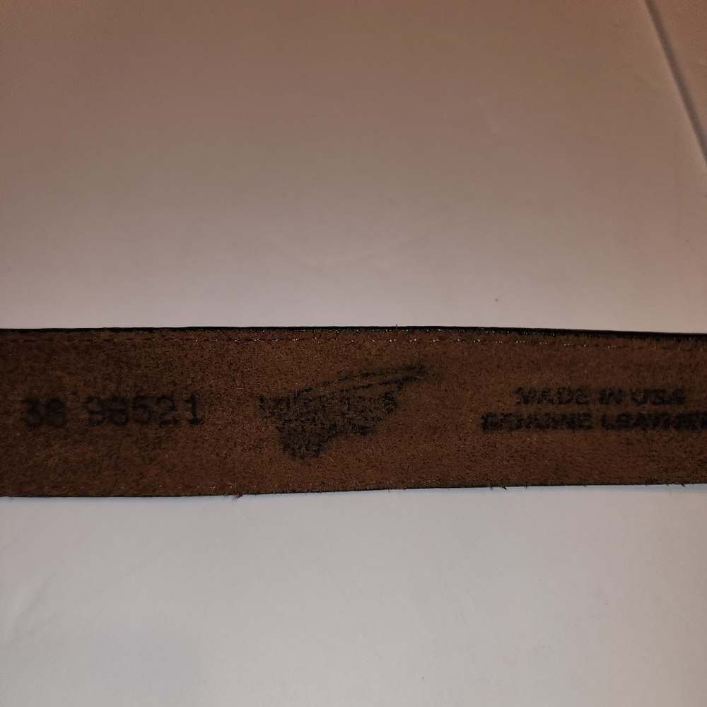 Redwing Black belt 36" Genuine Leather SOLID BRASS BUCKLE 5 HOLES - Picture 2 of 5